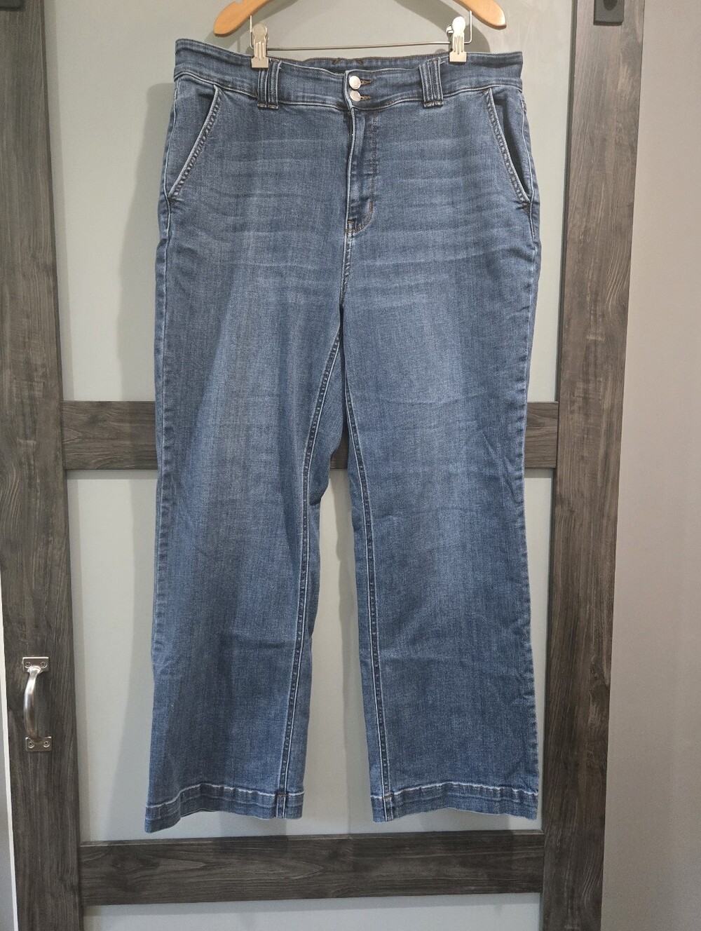 Judy Blue Wide Leg Trouser Jeans Medium Wash Stretch Denim Plus Size 20W